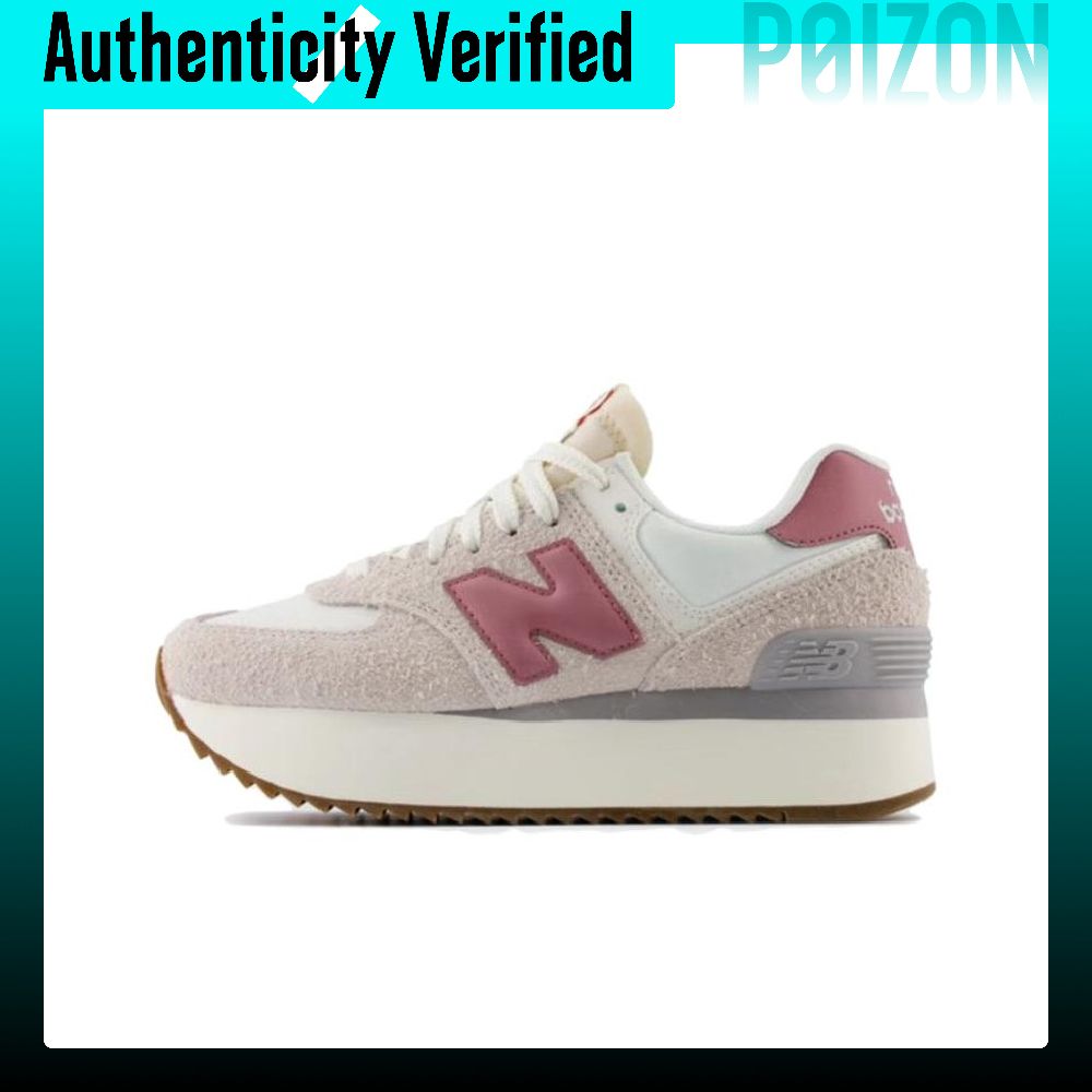 New Balance Shoes 574 - ニューバランス NB 574 ヴィンテージ テキスタイル、合成皮革を使用したローカットのカジュアルシューズ。通勤やランニングに最適。レディース、グレーとピンクの配色、WL574ZQB。