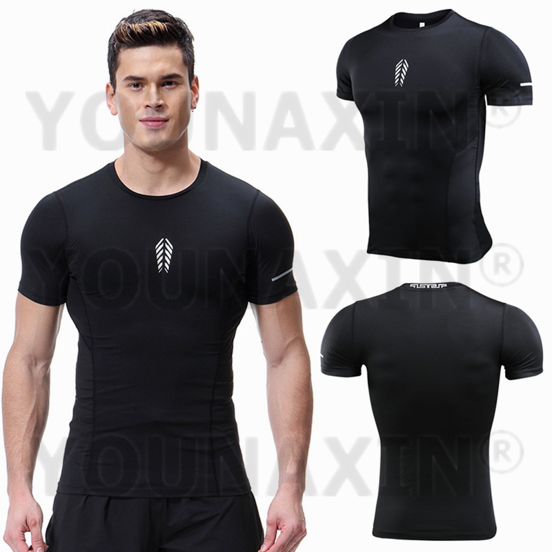 T Shirt Tight Fit - メンズ半袖Tシャツ ジム ランニング フィットネス トレーニング サイクリング