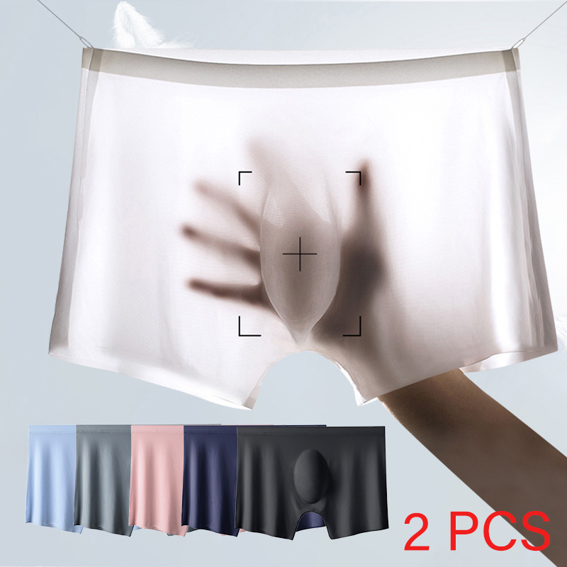 Multi Pack Underwear - 2 ピース/ロットメンズ超薄型パンティー夏のアイスシルクボクサーブリーフ下着ランジェリーショーツ通気性のセクシーなシームレスパンツ